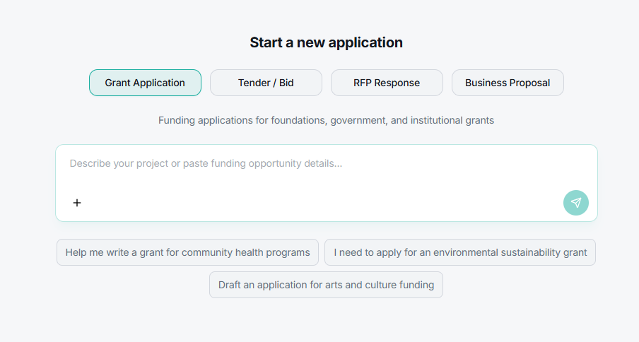 BidsFlow Composer — start a new grant application with AI assistance